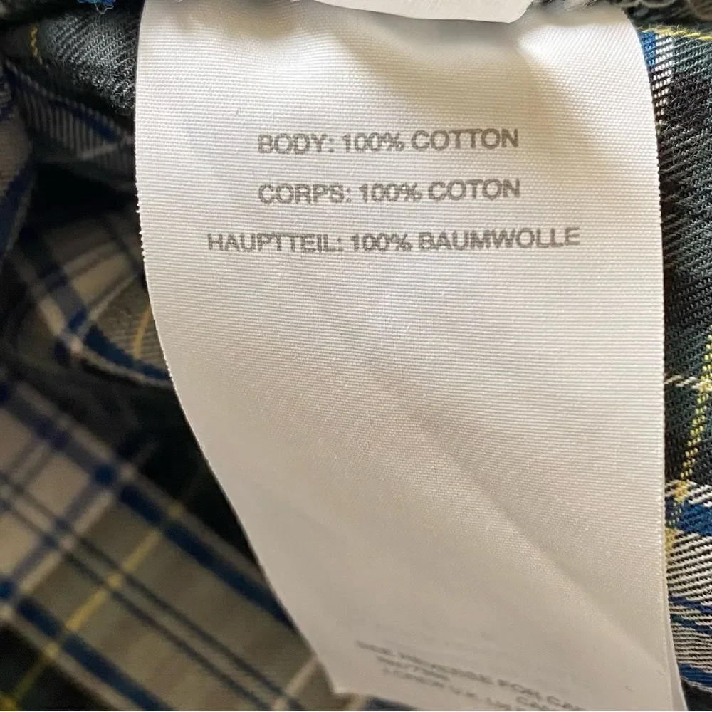 J. Crew Button Down Plaid Shirt Green Blue Black White 6